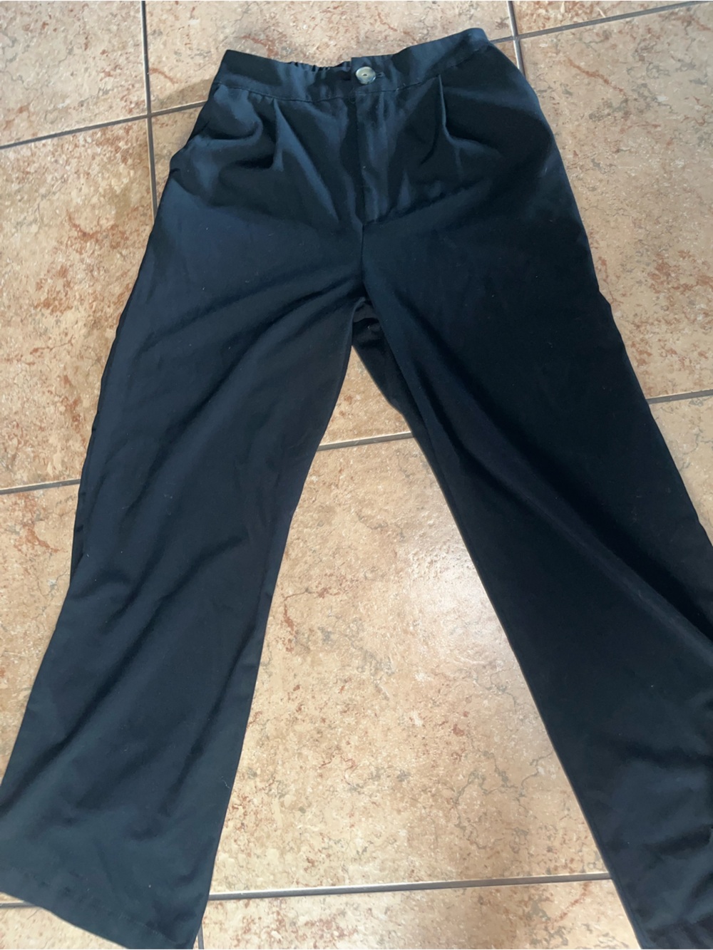 Ambiance Apparel Black Wide-Leg Trousers with Button Waist